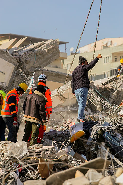 image shows search operation after natural disaster.