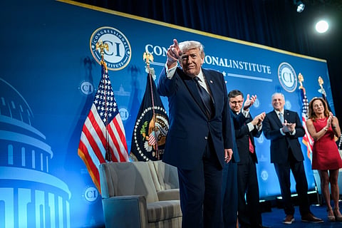 US President Donald Trump during his administration as reports emerge that the remaining members of the Election Assistance Commission have been removed