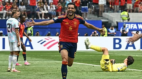 Spain's Mikel Merino celeberating