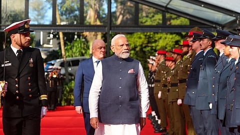 Prime Minister Narendra Modi arriving in New Zealand during his official visit with heightened security arrangements