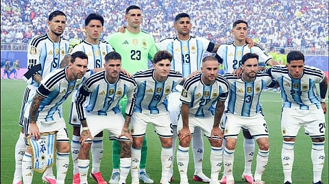 Argentina squad posing for the camera.