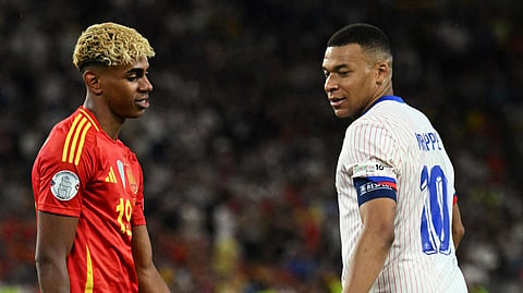 Lamine Yamal and Kylian Mbappe
