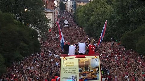 Bus Parade among the crowd.