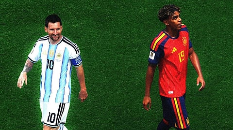 Lionel Messi and Lamine Yamal
