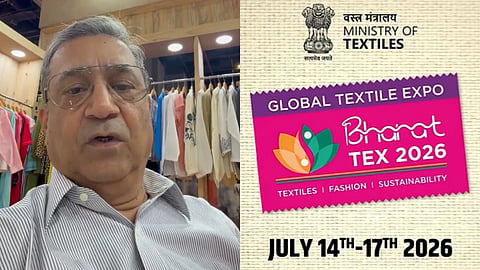 The image of Shishir Kapoor textile businessmand and the logo for Bharat Tex 2026