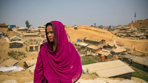 In the image a rohingya lady is shown in nepal 