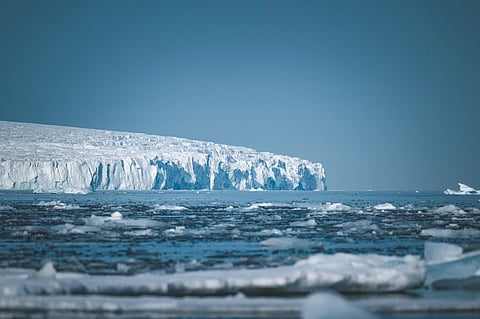 Representational image of Tourists and expedition guides in Antarctica surrounded by glaciers and penguin colonies amid concerns over climate change and cruise tourism