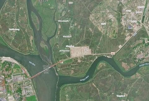 In the image a satellite imagery of Sino-North Korea bill is shown