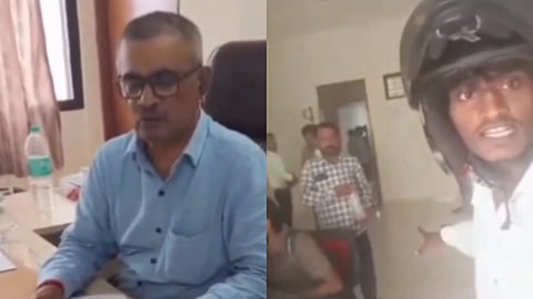 In the image SDM Ramniwas Chaudhary is shown on the left and on the right the delivery boy is shown
