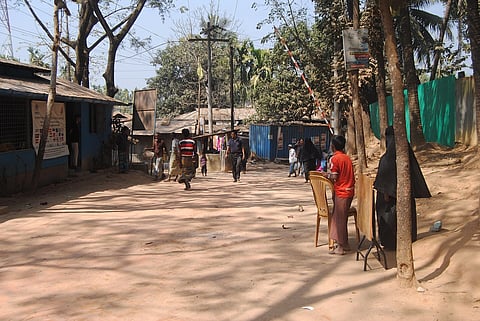 Representative image of Rohingya children studying inside a learning center at a refugee camp in Cox's Bazar, Bangladesh, highlighting the education challenges faced by refugee youth due to limited access to formal schools and universities