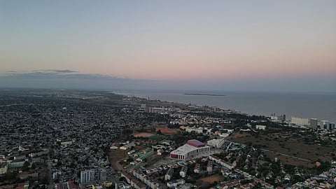 In the image the aerial view of Mozambique is shown