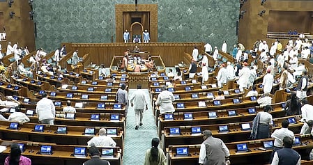 Photo of Lok Sabha as it gets adjourned till 2 p.m. amid Opposition protests, sloganeering