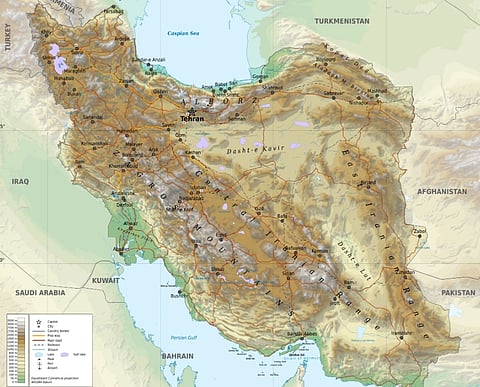 Image depictiing the Geographic map of Iran
