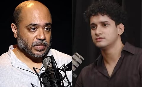 Left image is screenshot of political commentator Abhijit Iyer Mitra who raised questions regarding CJP spokesperson Saurav das' income sources. Right image is of Saurav Das from a podcast.