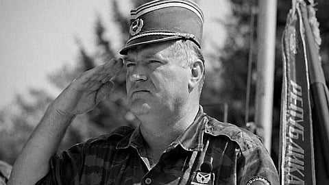 In the image Ratko Mladić is shown