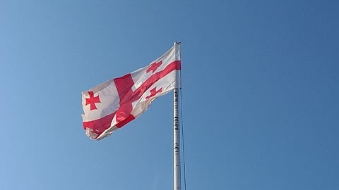 In the image the flag of Georgia is shown