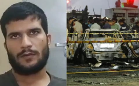 Left image is of 2025 Red fort blast accused Umar Un Nabi and right image is of the blast 