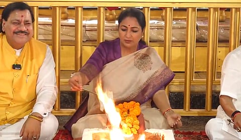 Image of Delh CM Rekha Gupta performing havan for PM Modi on his 76th birthday on September 17, 2026