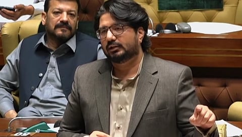 In the image Pakistani assembly's hindu lawmaker Mahesh Kumar Hasija is shown