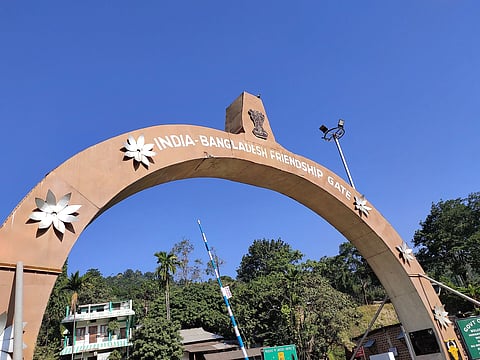 India–Bangladesh Friendship Gate at the Tamabil-Dawki border in northeast Bangladesh.