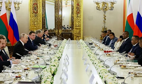 Vladimir Putin met with President for the Re-Foundation of the Republic of Madagascar Michael Randrianirina in the Kremlin.
