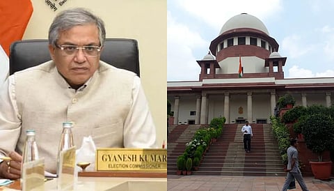 On the left is the image of Gyanesh Kumar and on the right is the Supreme court of India.