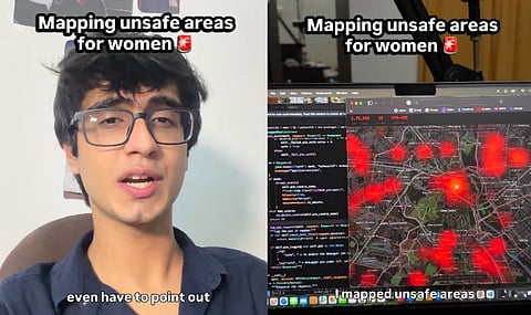 Image of Raj Gomani and his A data-driven map of Delhi highlighting areas where women may face higher safety risks.