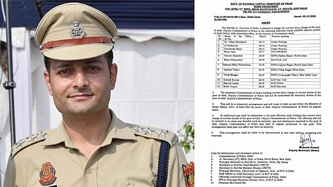 In the image on the left side ACP Vivek Bhagat is shown and on the right side the Delhi government list for promoted officers is shown