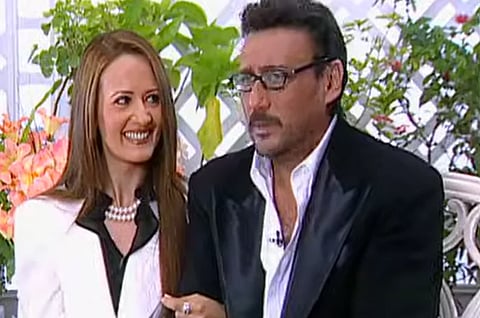 Image of Ayesha Shroff and Jackie Shroff on talk show Rendezvous with Simi Garewal in 2002 