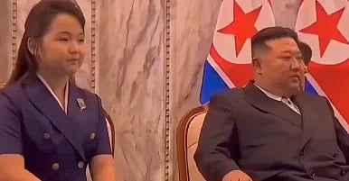 In the image North Korea Dictator Kim jong un is shown with his daughter