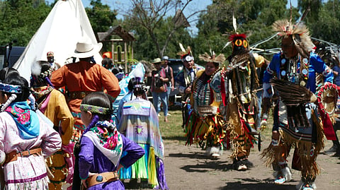 Indigenous people celebrating the 12th of october