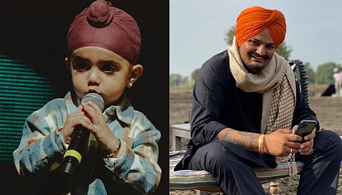Left image is of 2 year old Shubhdeep Singh Sidhu, younger brother of Sidhu Moose Wala (right), who was shot dead n 2022