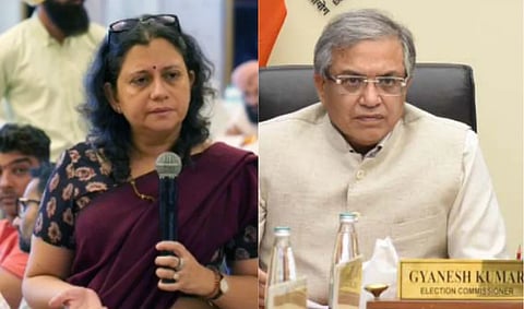 Left image is of  Punjab CEO Anindita Mitra speaking and right image is of CEC Gyanesh Kumar.  
