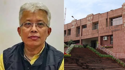 Image of Congress MP Angomcha Bimol Akoijam who was dismissed from JNU (right image ) after women accused him of sexual harassment