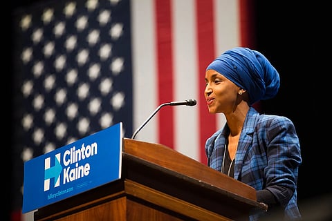 Ilhan Omar Somali American candidate for Minnesota State Representative, Ilhan Omar speaking at a Hillary for MN event at the U of MN