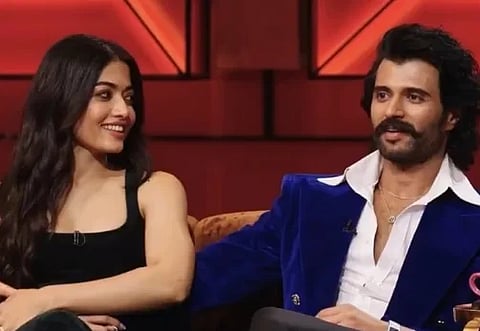 Screenshot of rashmika Mandanna and Vijay deverakonda on Koffee with karan 