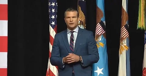 In the image Pete Hegseth is shown