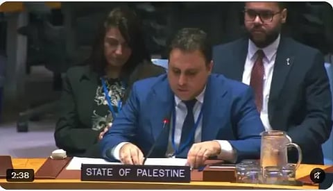 Mahmoud Darwish, speaking at the behalf of Palestine, in the UN