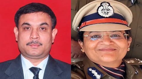 In the image on the left side IAS officer Shikhar Agarwal is shown and on the right side IPS Prashakha Mathur is shown