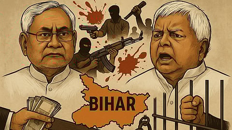 बिहार की राजनीति और अपराध का रिश्ता नया नहीं है। कभी जंगलराज, कभी गुंडाराज, तो अब गुंडNDA राज, यह शब्द बिहार की राजनीति में समय के साथ गूंजते रहे हैं। (Sora AI)