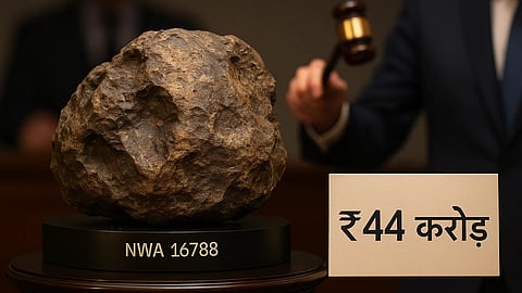 इस तस्वीर में एक बड़ा पत्थर दिखाई दे रहा है, और तस्वीर के दाईं ओर '44 करोड़' लिखा हुआ है।