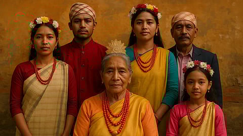 एक तस्वीर जिसमें एक महिला को अपने परिवार के मुखिया के रूप में दिखाया गया है