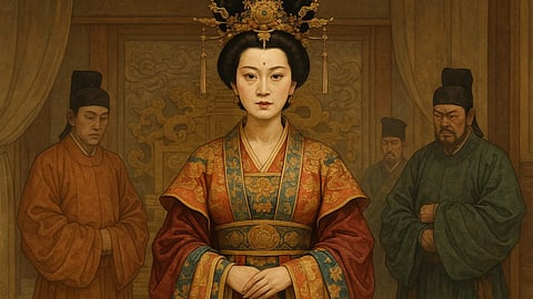 वू ज़ेटियन चीन की पहली और एकमात्र महिला सम्राट थीं, जिन्होंने पुरुष-प्रधान सत्ता को चुनौती दी।
 (Sora AI)

