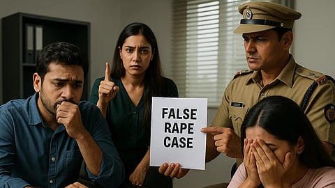 बलात्कार जैसे गंभीर आरोप झूठे साबित होने पर केवल आरोपी के जीवन को तबाह नहीं करते, बल्कि असली पीड़िताओं की सच्चाई पर भी सवाल उठते हैं। (Sora AI)