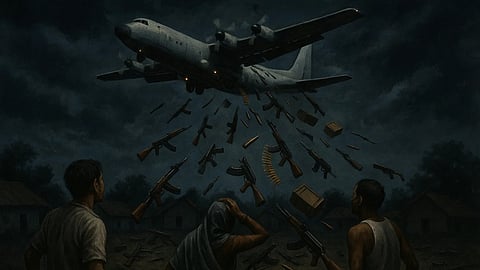 पश्चिम बंगाल के पुरुलिया (Purulia, West Bengal) ज़िले में आधी रात अचानक आसमान से बंदूकें गिरने लगी