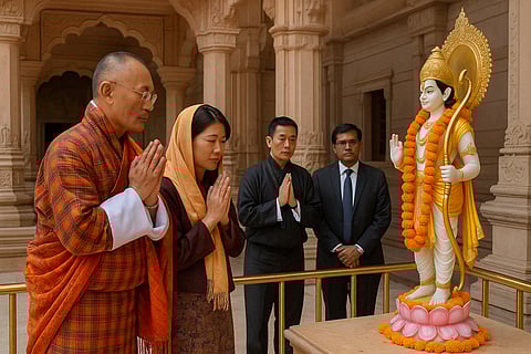 भूटान के प्रधानमंत्री शेरिंग तोबगे, अयोध्या मंदिर में भगवान श्री राम की मूर्ति के सामने  