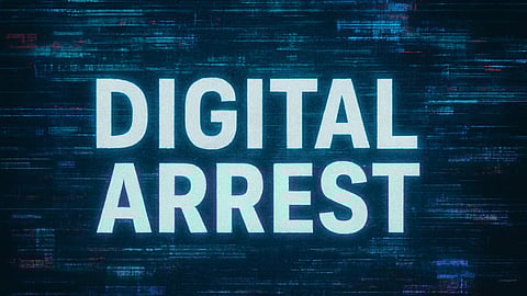डिजिटल अरेस्ट लिखा एक पोस्टर है 