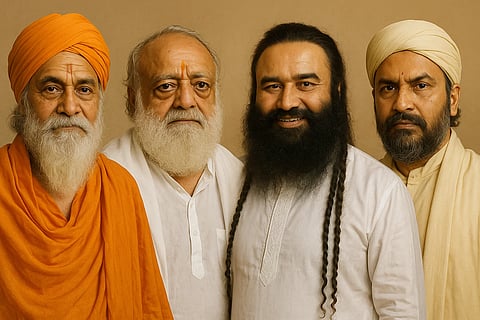 इस तस्वीर में कई बाबा है जैसे आसाराम, राम रहीम