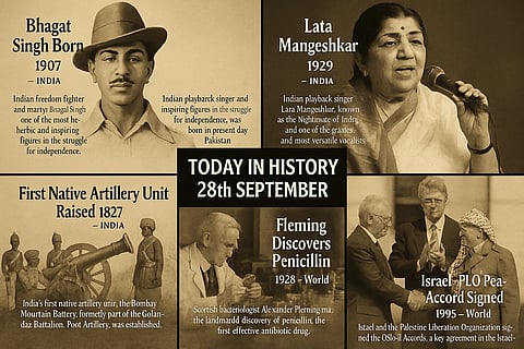28 सितंबर (History Of 28th September) के दिन से जुड़ी कुछ महत्वपूर्ण घटनाओं को चित्रों के माध्यम से दिखाया गया है
