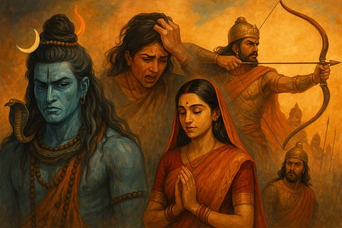 शिव विनाशक हैं, द्रौपदी पीड़ित हैं, और सीता आदर्श पत्नी हैं